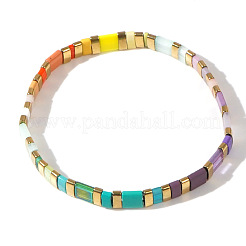 2 stücke sommer multi-farbe gemischt stein rechteck perlen stretch armbänder mit gold quadrat&nbsp;LK8533