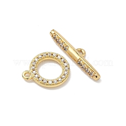Messing Micro Pave klare Zirkonia Knebelverschlüsse&nbsp;X-KK-G548-26G