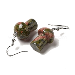 Pendientes colgantes de setas con piedras preciosas mixtas naturales y sintéticas&nbsp;EJEW-E296-05P-B