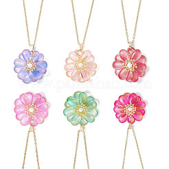 6 collana con ciondolo in vetro di 6 colori&nbsp;NJEW-MZ00113