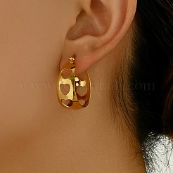 Pendientes de aro de acero inoxidable con forma de corazón hueco&nbsp;CX7773