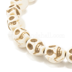 Set di braccialetti elasticizzati con teschio sintetico turchese (tinto) da 2 pz&nbsp;BJEW-JB08069