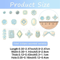 150pcs 15 estilos de cuentas de esmalte acrílico opaco&nbsp;OACR-YW0004-18