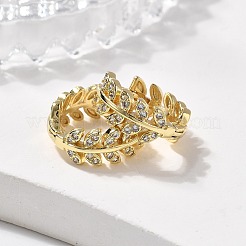 Orecchini a cerchio con foglia di zirconi chiari&nbsp;EJEW-B013-01