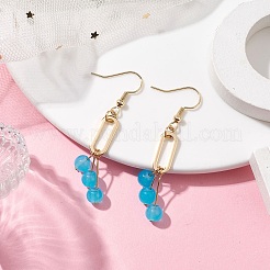 Boucles d'oreilles imitation jade verre pendentif&nbsp;EJEW-JE05924-02