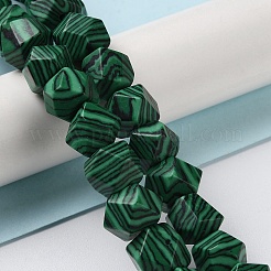 Fili di perline rotonde con taglio a stella tinti in malachite sintetica&nbsp;G-M418-C13-01