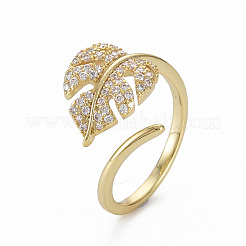 Messing Micro Pave klare Manschettenringe aus Zirkonia&nbsp;X-RJEW-Q164-014-NF