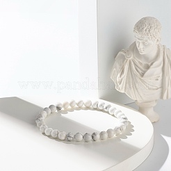 Set di braccialetti elastici con perline rotonde in howlite naturale e roccia lavica&nbsp;BJEW-JB06982-02