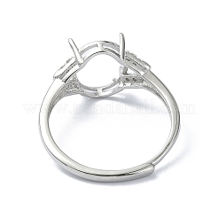 Verstellbare 925 Sterling Silber 4 Zinken Ringfassungen&nbsp;STER-K179-31P