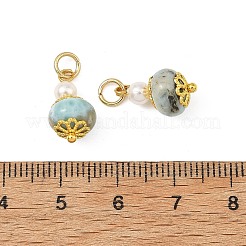 Anhänger aus natürlichem Larimar und Muschelperlen&nbsp;PALLOY-JF05955