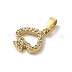 Pendentifs en acier inoxydable 304 avec micro-pavé de zircone cubique et placage ionique (IP)&nbsp;STAS-Z107-04G-05
