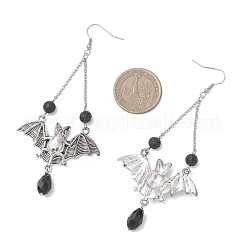 Halloween Fledermaus tibetischen Stil Legierung baumeln Ohrringe&nbsp;EJEW-TA00721