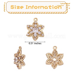6 pezzo fiore trasparente cubic zirconia pendente di fascino in ottone fascino del fiore pendente placcato di lunga durata per gioielli collana braccialetto orecchino fare artigianato&nbsp;JX400A