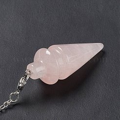 Natürliche spitze Wünschelpendel aus Rosenquarz&nbsp;AJEW-B020-01P-08
