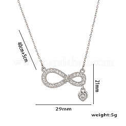 Collana con ciondolo a forma di cuore con infinito in acciaio inossidabile 304 micro pavé di zirconi cubici trasparenti per San Valentino&nbsp;FS-WGC932D-02
