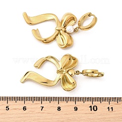 Orecchini a cerchio con perle finte in acciaio inossidabile 304 con fiocco per donna&nbsp;EJEW-U068-03G