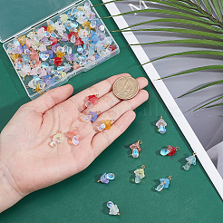 80pcs 10 Farben transparente Glasanhänger&nbsp;PALLOY-ME00008