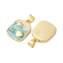 Pendentifs avec zircon cubiques à micro-pavés en laiton&nbsp;KK-D390-15G