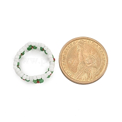 Bagues extensibles en perles de verre sur le thème de Noël pour femmes&nbsp;RJEW-TA00159