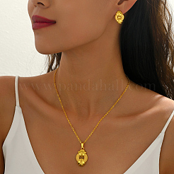 Messingring-Anhänger-Halskette und Ohrstecker-Sets für Damen&nbsp;PL1796