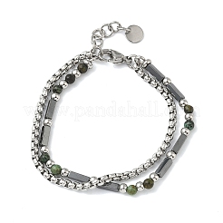 Perles multibrins en turquoise africaine naturelle (jaspe) et hématite synthétique non magnétique&nbsp;BJEW-Z148-05P-05