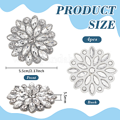 4 pieza de flor de vidrio con rhinestone&nbsp;STIC-FG0001-11B