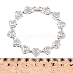 Bracelets de tennis en laiton pavés de zirconiums cubiques en forme de cœur pour femmes&nbsp;KK-CBA68DA-09P-01
