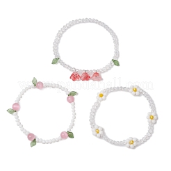 3 pz 3 colori set di bracciali con ciondoli in acrilico per le donne&nbsp;BJEW-TA00577-02