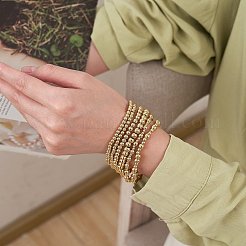 6 Stück runde Stretch-Armbänder aus Messingperlen für Damen&nbsp;BJEW-SW00150