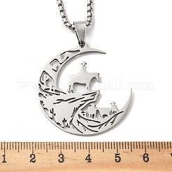 Colliers avec pendentif lune de cowboy en acier inoxydable 201&nbsp;NJEW-H065-26P