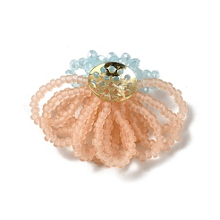 Glasperlen geflochtene Blumencabochons&nbsp;GLAA-F120-01D