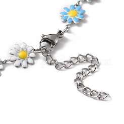 Collier chaîne à maillons marguerites en émail&nbsp;NJEW-P220-01P-07