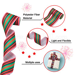 2 rouleau 2 styles de ruban gros-grain en polyester imprimé à rayures&nbsp;OCOR-TA0001-37J