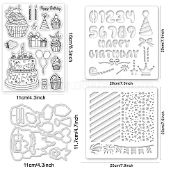 1 Set ausgehöhlte Zeichen- und Malschablonen für Geburtstagskuchen mit Haustieren.&nbsp;DIY-GL0004-111