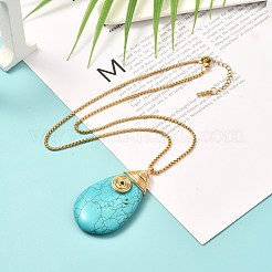 Collana con ciondolo in howlite naturale a goccia per donna ragazza&nbsp;NJEW-JN03706