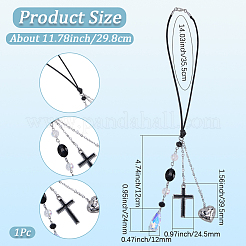 Colgante con forma de lágrima de vidrio y esmalte de aleación cruzada&nbsp;HJEW-BM00035