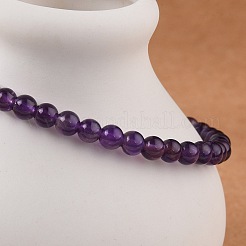 Naturelles améthyste perle ronde bracelets extensibles&nbsp;X-BJEW-L594-B08