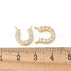 Ciondolo a ferro di cavallo in ottone micro pavé di zirconi cubici trasparenti&nbsp;KK-Q031-40G-01
