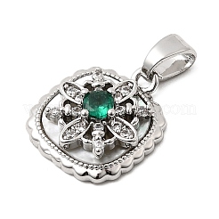 Breloques en coquillage naturel et zircon cubique vert&nbsp;KK-G553-07P