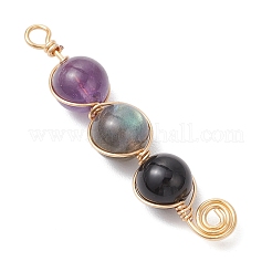 5 pièce 5 styles de pendentifs en perles rondes en jade malaisien naturel teinté&nbsp;PALLOY-JF04051-01