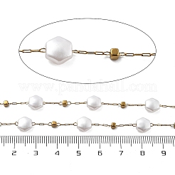 Chaînes à maillons en perles d'imitation ABS et en acier inoxydable 304&nbsp;CHS-K021-07G-01