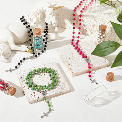 6 Stück 6-farbiges rundes Rosenkranz-Perlenketten-Set aus synthetischem Türkis&nbsp;NJEW-AB00003