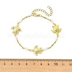 Braccialetti a maglie in acciaio inossidabile 304 e perle di conchiglia rotonde&nbsp;BJEW-JB13977-01