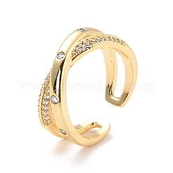 Criss Cross Zirkonia Manschette Fingerring für Frauen&nbsp;RJEW-C004-03-RS