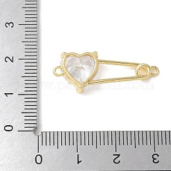 Dijes de conector de imperdible con forma de corazón de circonita cúbica de latón&nbsp;KK-Q031-45G-01