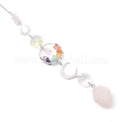 Natürliche Rosenquarznuggets und hängende Sonnenfänger aus Glas&nbsp;HJEW-JM04489-02