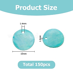 Encantos de disco teñidos de concha de akoya natural&nbsp;SHEL-WH0005-05C