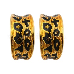 Orecchini a bottone in ottone e smalto con stampa leopardata per donna&nbsp;EJEW-U055-12D-G