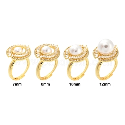 Bague réglable en laiton rond plat avec micro pavé de zircones cubiques&nbsp;KK-K297-06G