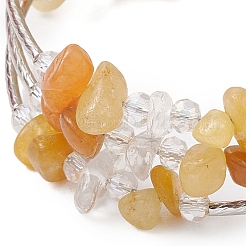 Brazaletes de cuentas de tubo de latón y vidrio y topacio natural con chips de jade para mujer&nbsp;BJEW-JB11265-04